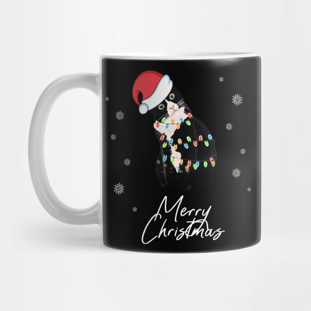 Merry Christmas Black Cat Santa Meoww Tree Lights by CareTees